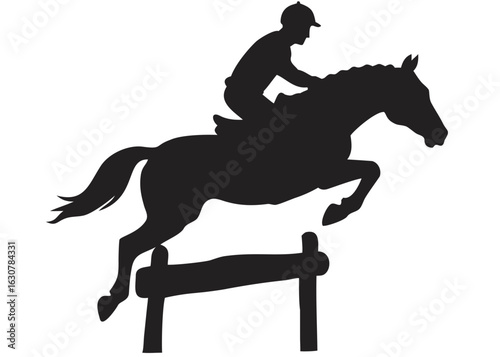 Silhouette of a horse and rider jumping over an obstacle in an equestrian event showing skill and athleticism created with generated ai