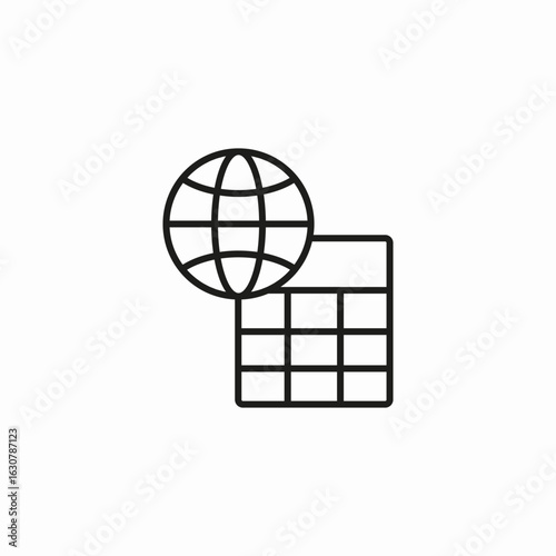 globe with spreadsheet icon sign vector