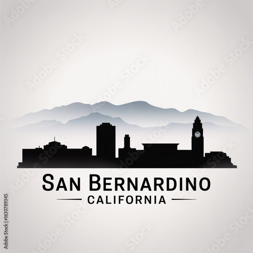 San Bernardino Skyline Silhouette - Southern California City Vector Illustration