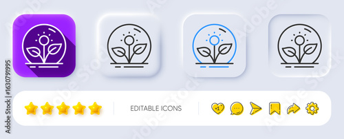 Incubator line icon. Neumorphic, Flat shadow, 3d buttons. Incubate business sign. Startup technology symbol. Line incubator icon. Social media icons. Vector