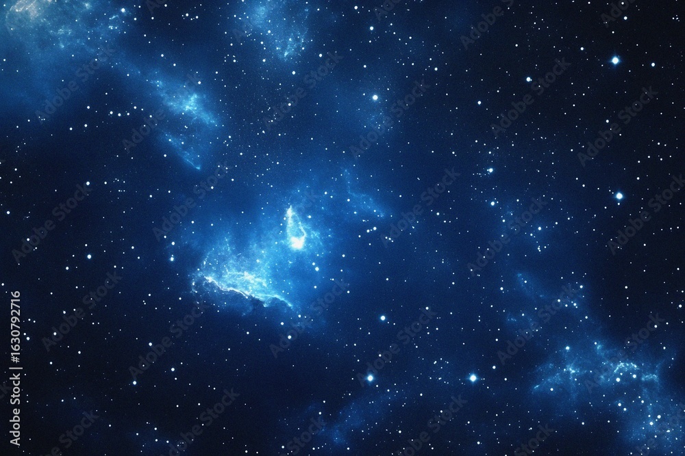 Obraz premium Starry sky background, blue night sky full of stars, glowing stars in the dark space, starry background, dark night, stars in the distance, starlight, dark background with a blue glow, night sky. 