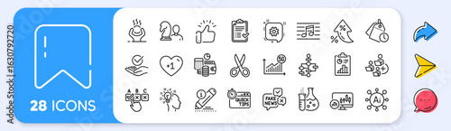 Chemistry flask, Budget accounting and Quick tips line icons. Interest rate, AI generate, Inflation icons. Pack of Chess, Correct checkbox, Report icon. Vector