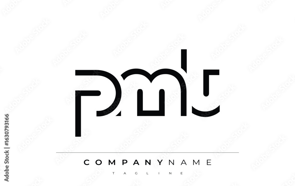 Obraz premium PMT abstract letter logo design. Modern Business Logo Design With Abstract Typography and Contemporary Style