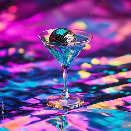 Disco ball in martini glass image