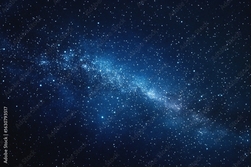 Obraz premium Starry sky background, blue night sky full of stars, glowing stars in the dark space, starry background, dark night, stars in the distance, starlight, dark background with a blue glow, night sky. 
