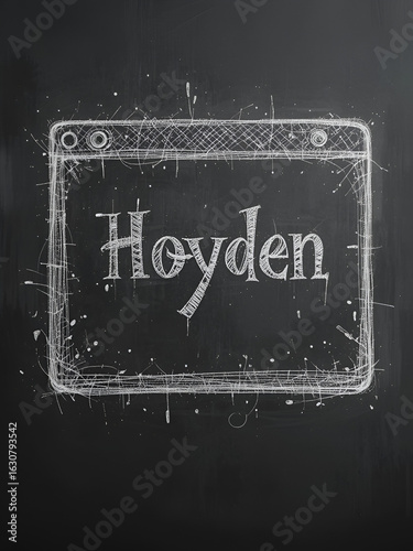 Chalk drawig of browser window with inscription hoyden