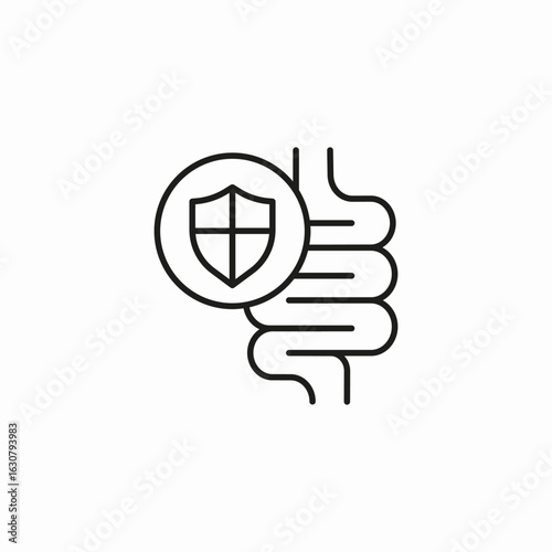 intestine with shield protection icon sign vector