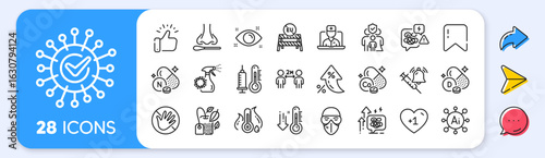 Mint bag, Coronavirus and Stress line icons. Interest rate, AI generate, Inflation icons. Pack of Thermometer, Low thermometer, Social distancing icon. Vector