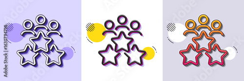 Business meeting line icon. Halftone dotted pattern. Gradient icon with grain shadow. Employee nomination sign. Teamwork rating symbol. Line business meeting icon. Various designs. Vector