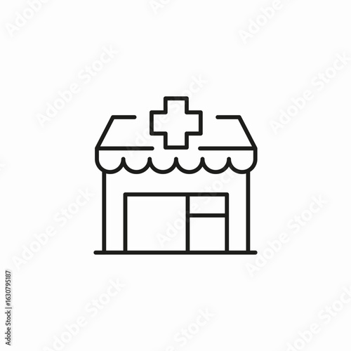 pharmacy cross building icon sign vector