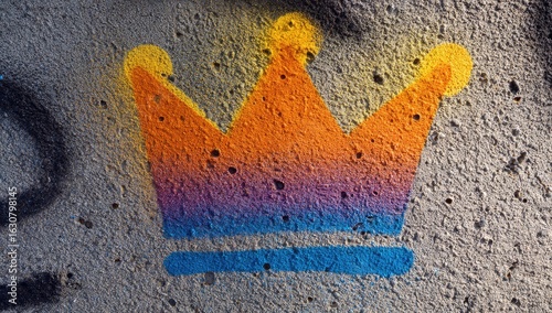 Stenciled crown graffiti on urban wall