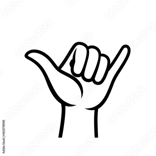 Hang Loose Hand Gesture Line Art Illustration