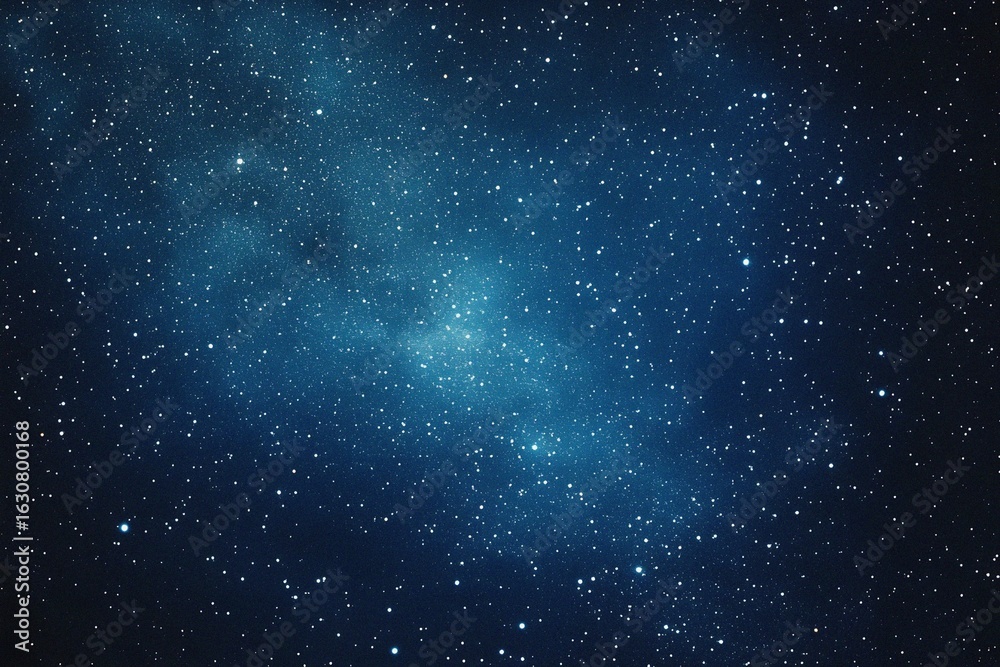 Obraz premium Starry sky background, blue night sky full of stars, glowing stars in the dark space, starry background, dark night, stars in the distance, starlight, dark background with a blue glow, night sky. 