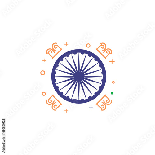 Indian Independence Day Symbolism Ashoka Chakra Icon