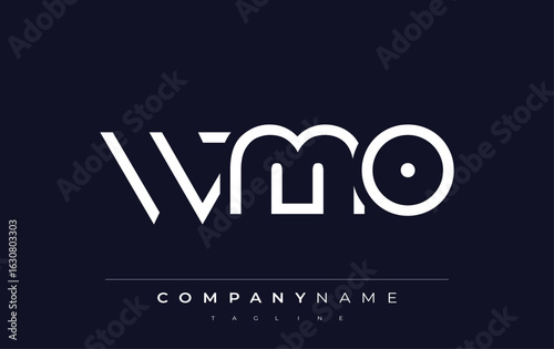 WMO Minimalistic Logo Design Featuring Geometric Shapes and Simple Typography. Abstract letter logo design