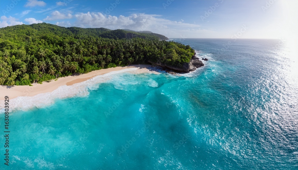 Fototapeta premium aerial view of tropical beach with turquoise waters