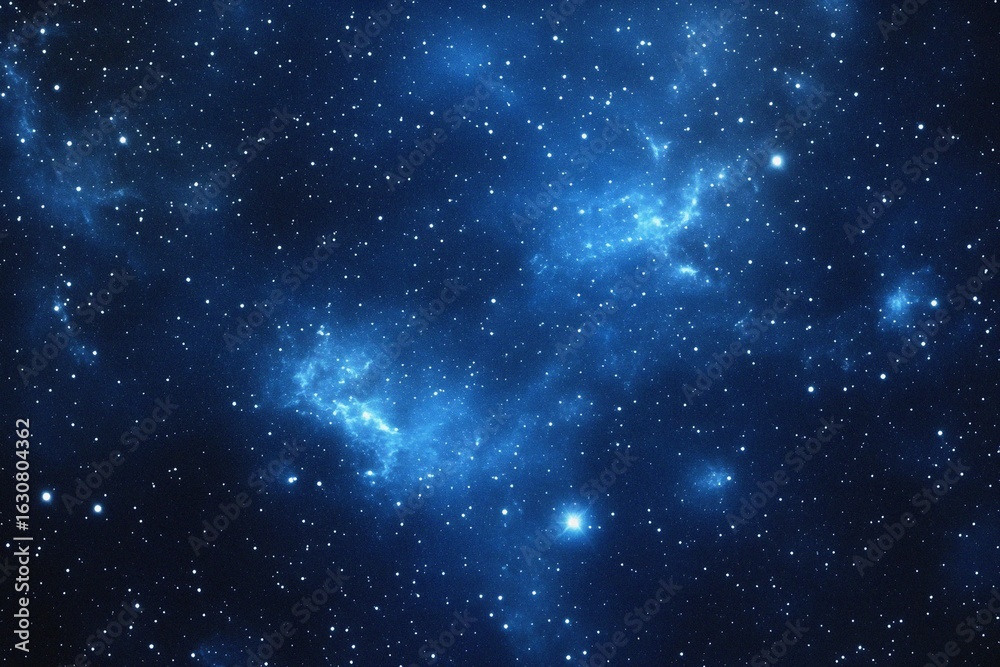 Obraz premium Starry sky background, blue night sky full of stars, glowing stars in the dark space, starry background, dark night, stars in the distance, starlight, dark background with a blue glow, night sky. 