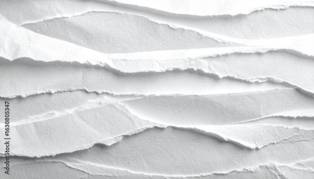 Obraz premium Fragmented White Paper Texture with Rough Edges in a Horizontal Layered Composition