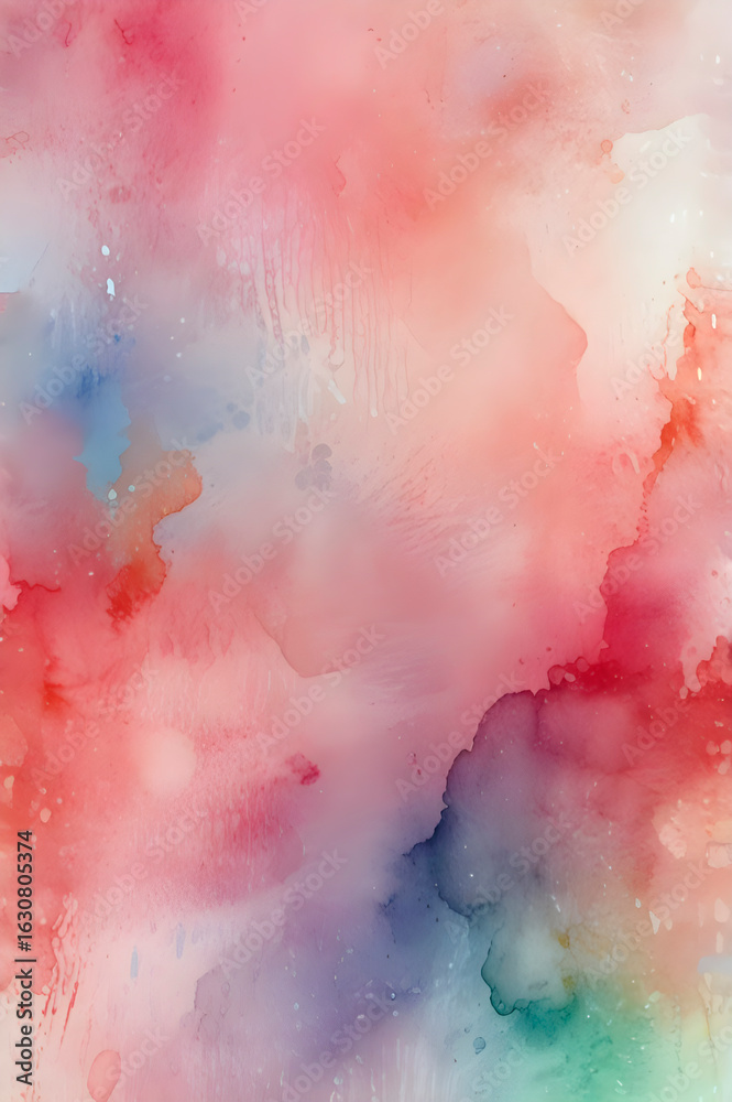 Obraz premium Abstract watercolor texture with a combination of pastel shades of pink, blue, green and red