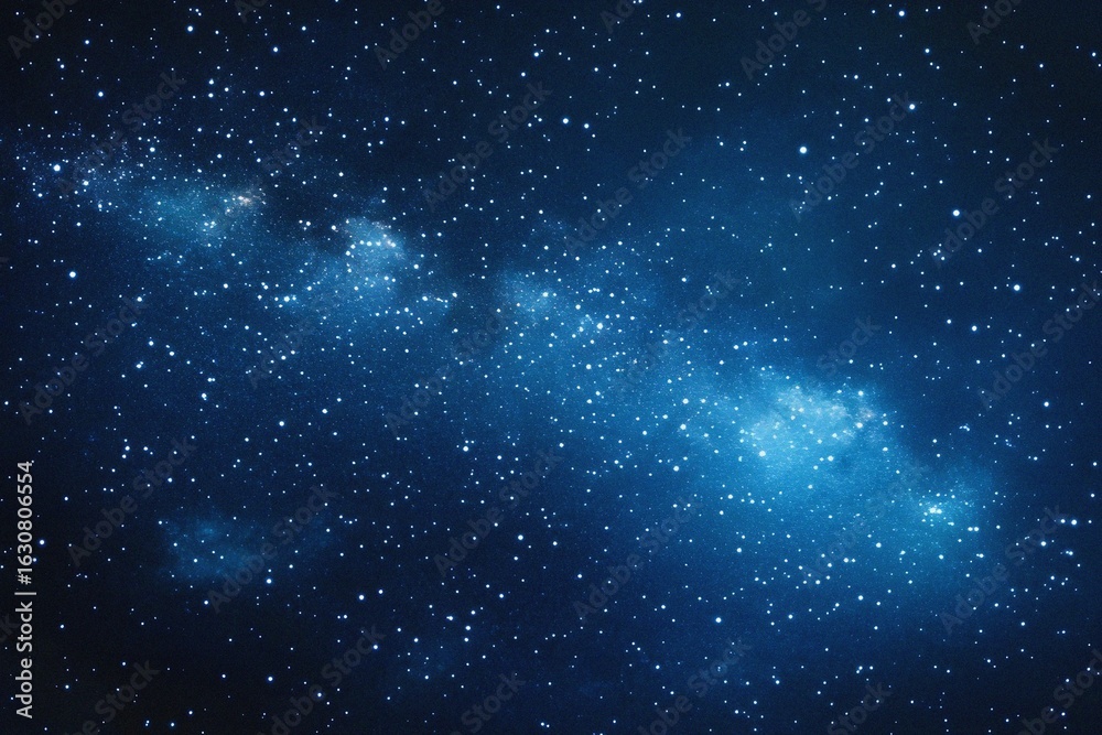 Obraz premium Starry sky background, blue night sky full of stars, glowing stars in the dark space, starry background, dark night, stars in the distance, starlight, dark background with a blue glow, night sky. 