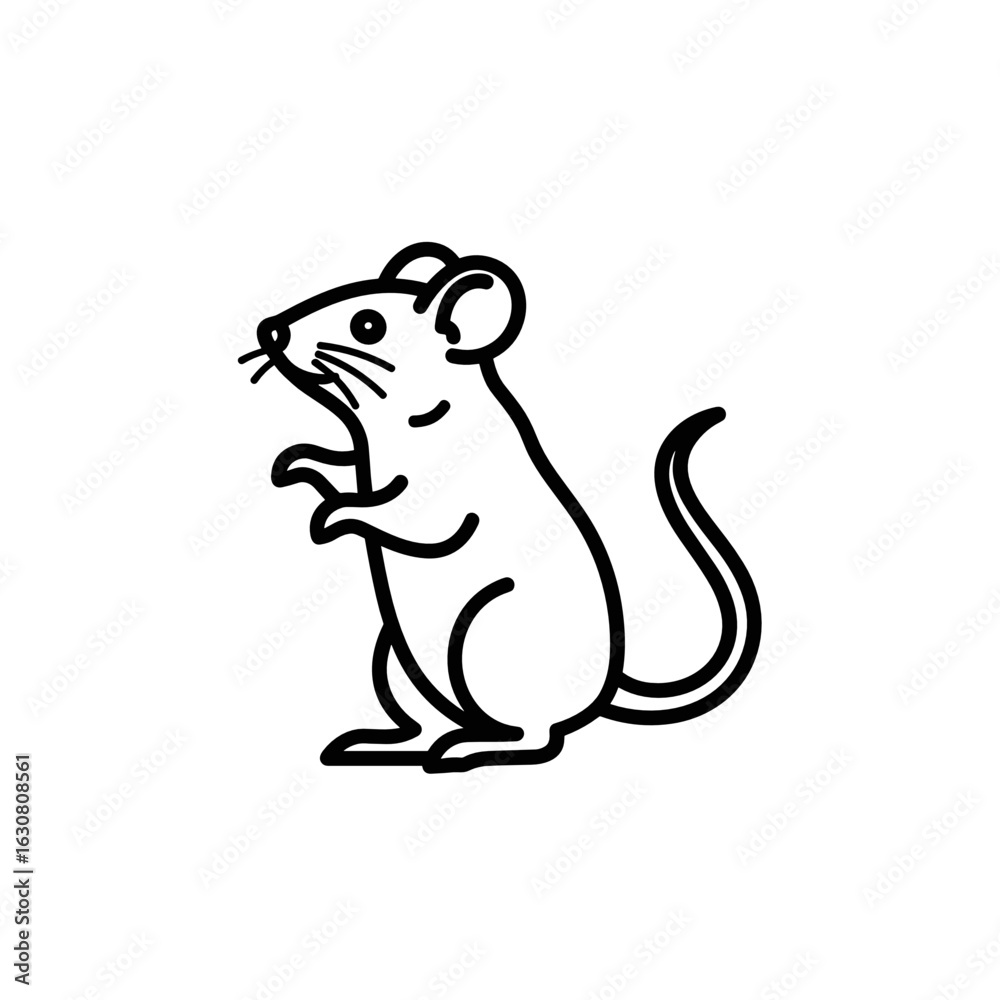 Fototapeta premium Cartoon mouse standing upright with a curious expression icon