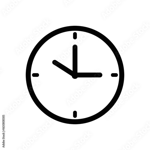 Simple black clock illustration on white background  icon