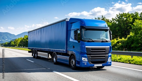 Blue truck on highway