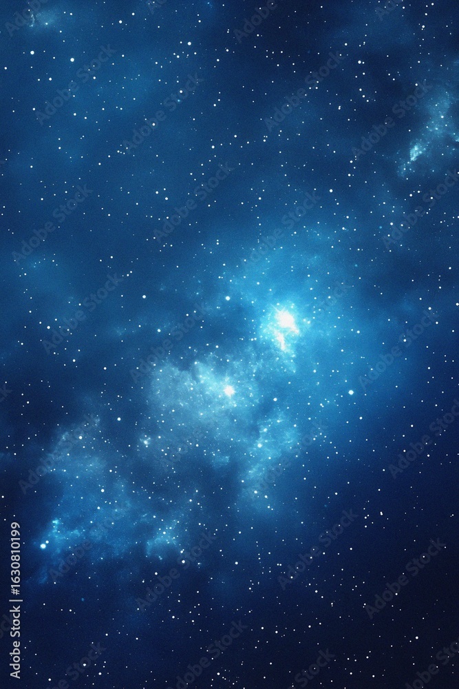 Obraz premium Starry sky background, blue night sky full of stars, glowing stars in the dark space, starry background, dark night, stars in the distance, starlight, dark background with a blue glow, night sky. 