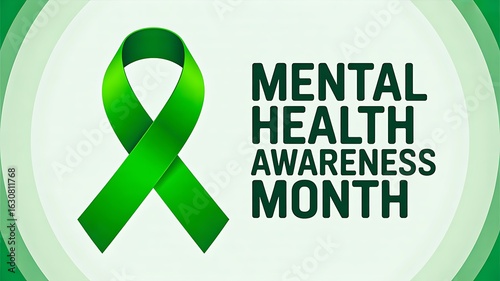 Mental health awareness month green ribbon