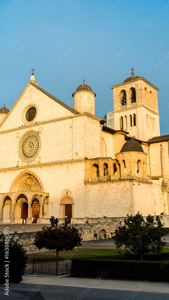 Fototapeta premium Ancient church facade at dawn