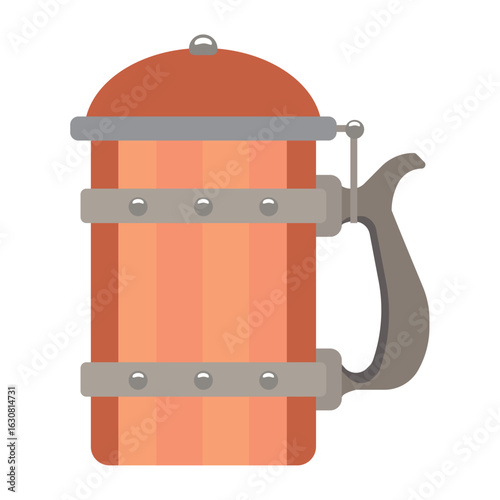Lidded beer stein mug. Vector