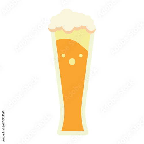 Tall pilsner beer glass foam. Vector