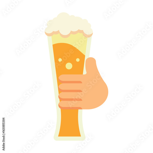 Hand holding pilsner beer glass. Vector