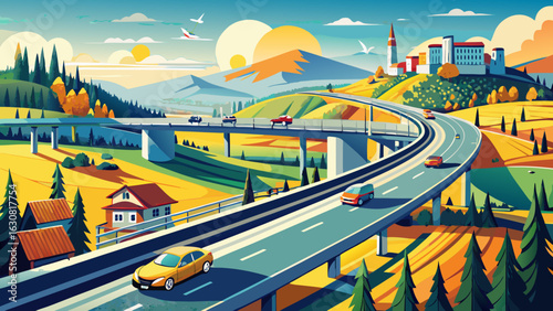 Germany’s Autobahn cuts cleanly through vibrant landscapes. Smooth asphalt stretches toward the horizon. Forests blur beside guardrails. Clouds drift above open lanes. Motion, freedom, speed, and sile