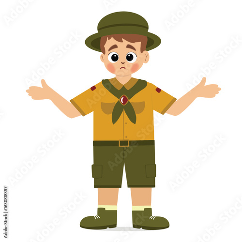 cute children adventure. happy cute kids summer camp holiday. Kids Scouts summer camp vector illustration.