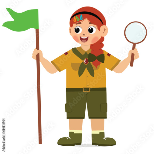 cute children adventure. happy cute kids summer camp holiday. Kids Scouts summer camp vector illustration.
