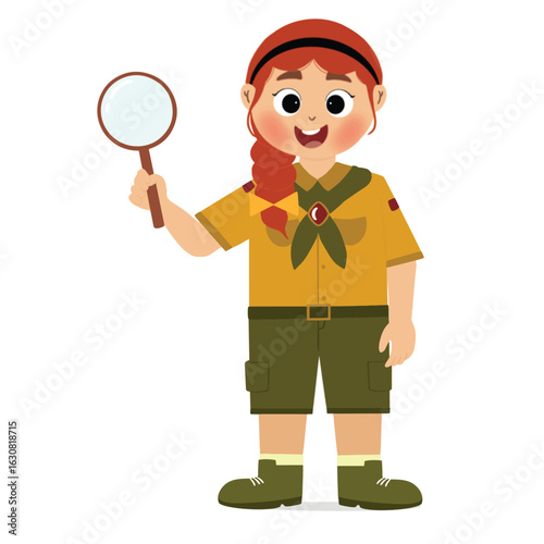 cute children adventure. happy cute kids summer camp holiday. Kids Scouts summer camp vector illustration.