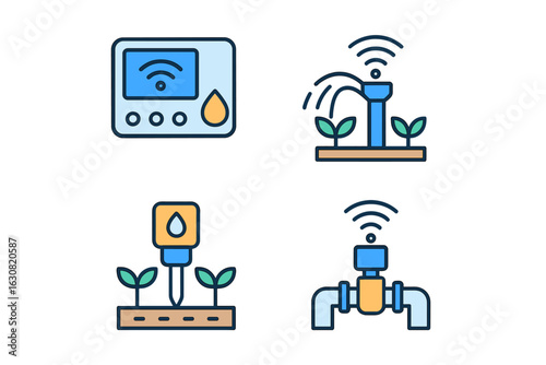 Modern irrigation system components for efficient water management in gardening and agriculture