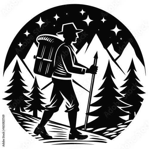 hiker carrying a backpack, symbolizing adventure and exploration