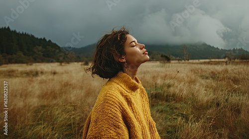 The images depict people in nature, taking deep breaths or engaging in simple activities like cycling. They reflect connection with nature, relaxation, slowing down and taking time for oneself.