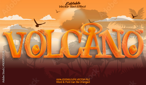 Valcano Vector Text Effect Editable Alphabet Cartoon Lava Fire Magma Hot