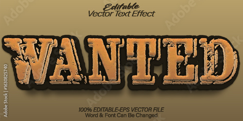Wanted Vector Text Effect Editable Alphabet Vintage Western Cowboy