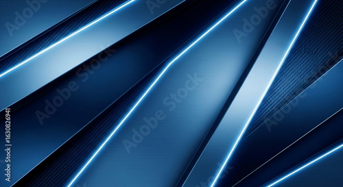 Dynamic blue abstract background with glowing neon lines and textured carbon fiber