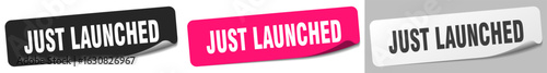 just launched sticker. just launched sticker set on white background