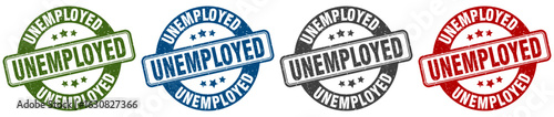 unemployed stamp. unemployed round stamp set isolated on white background