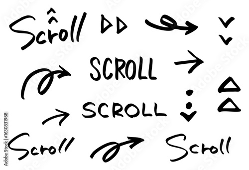 手書きモノクロscrollと矢印