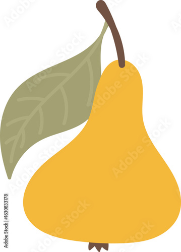 Cartoon Pear with Leaf