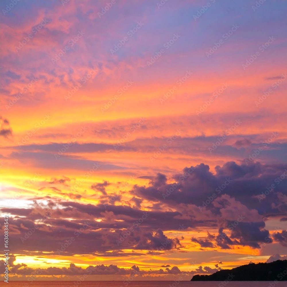 Fototapeta premium Colorful sunset sky over ocean