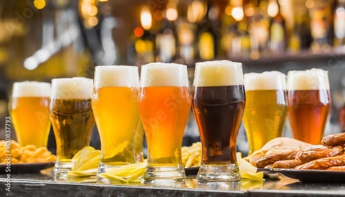 Beer flight with snacks