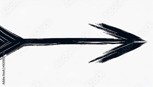 Black ink arrow abstract brushstroke design